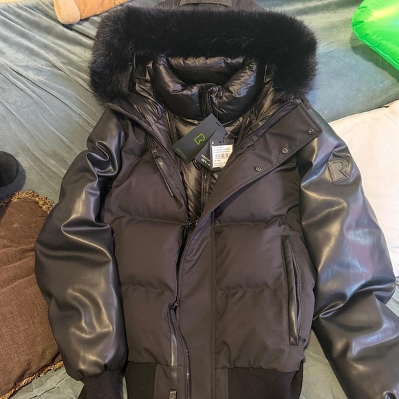 Black Puffer Jacket with Fur Hood